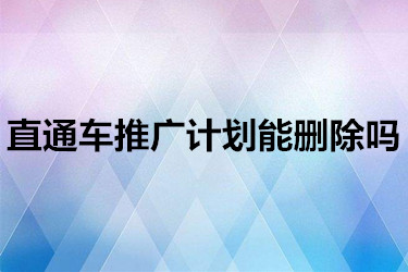 直通车推广计划能删除吗